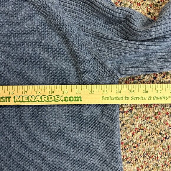 Woolrich Medium Blue Cotton Textured Knit 1/2 Zip Mockneck Sweater Size XL - Picture 11 of 13